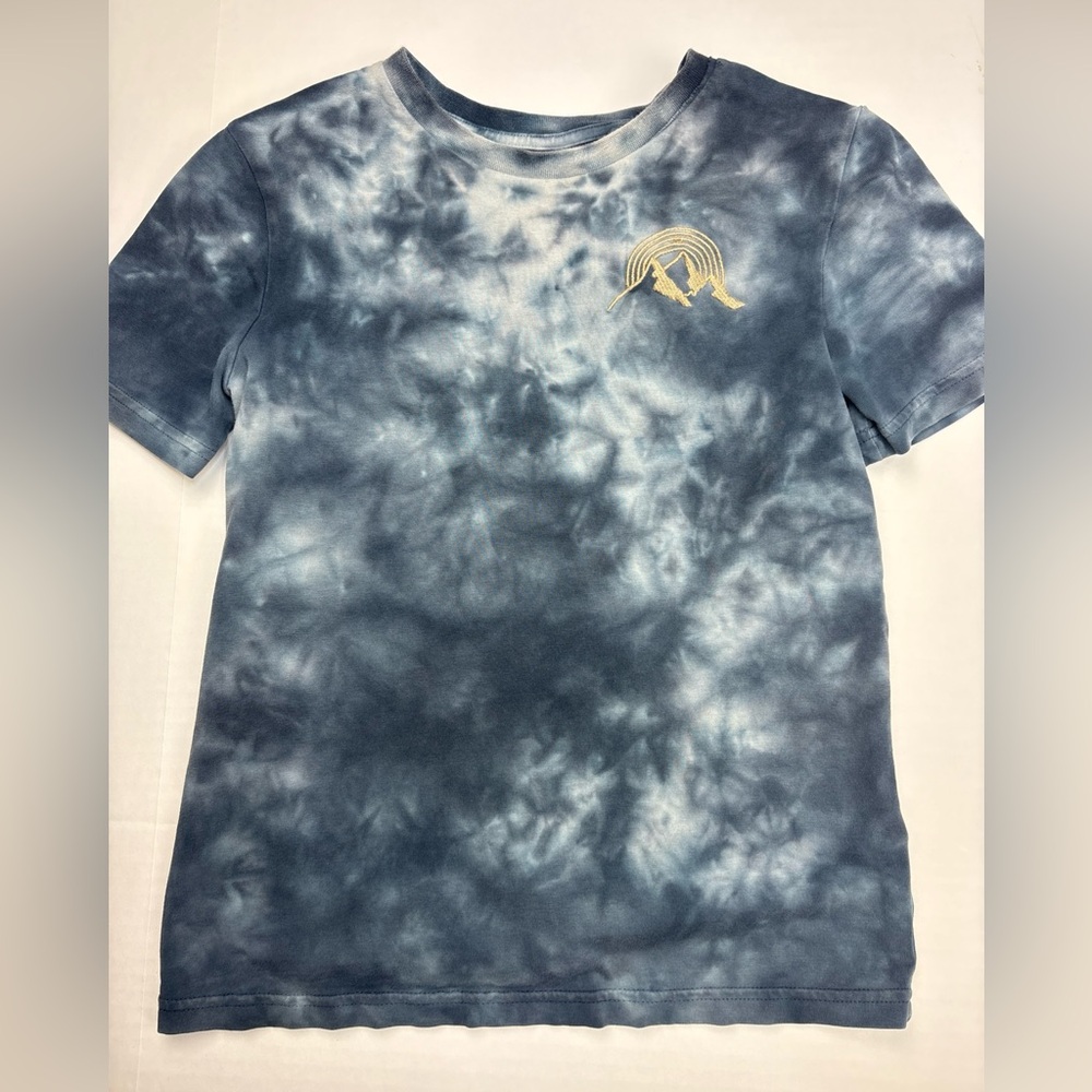 C&C California Youth Kids Medium T-Shirt Black Gray Tie Dye Embroidered Mountain